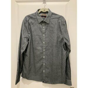 Untuckit Button Up Shirt Large Men's Grays White Pattern Long Sleeve